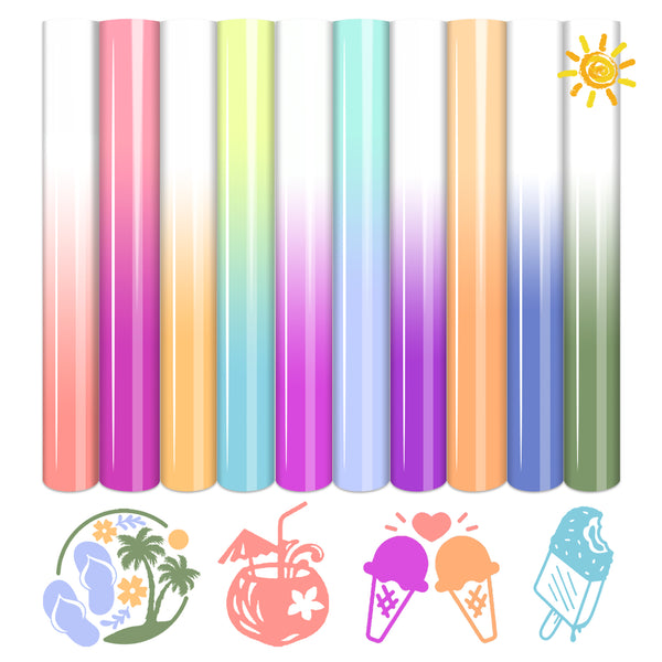 Tintnut Iron on Vinyl - 12 Sheets 12x10inch UV Color Changing Heat Transfer Vinyl Solid Sun Sunlight Sensitive HTV For T-Shirts Compatible with Cricut or Silhoutte Cameo