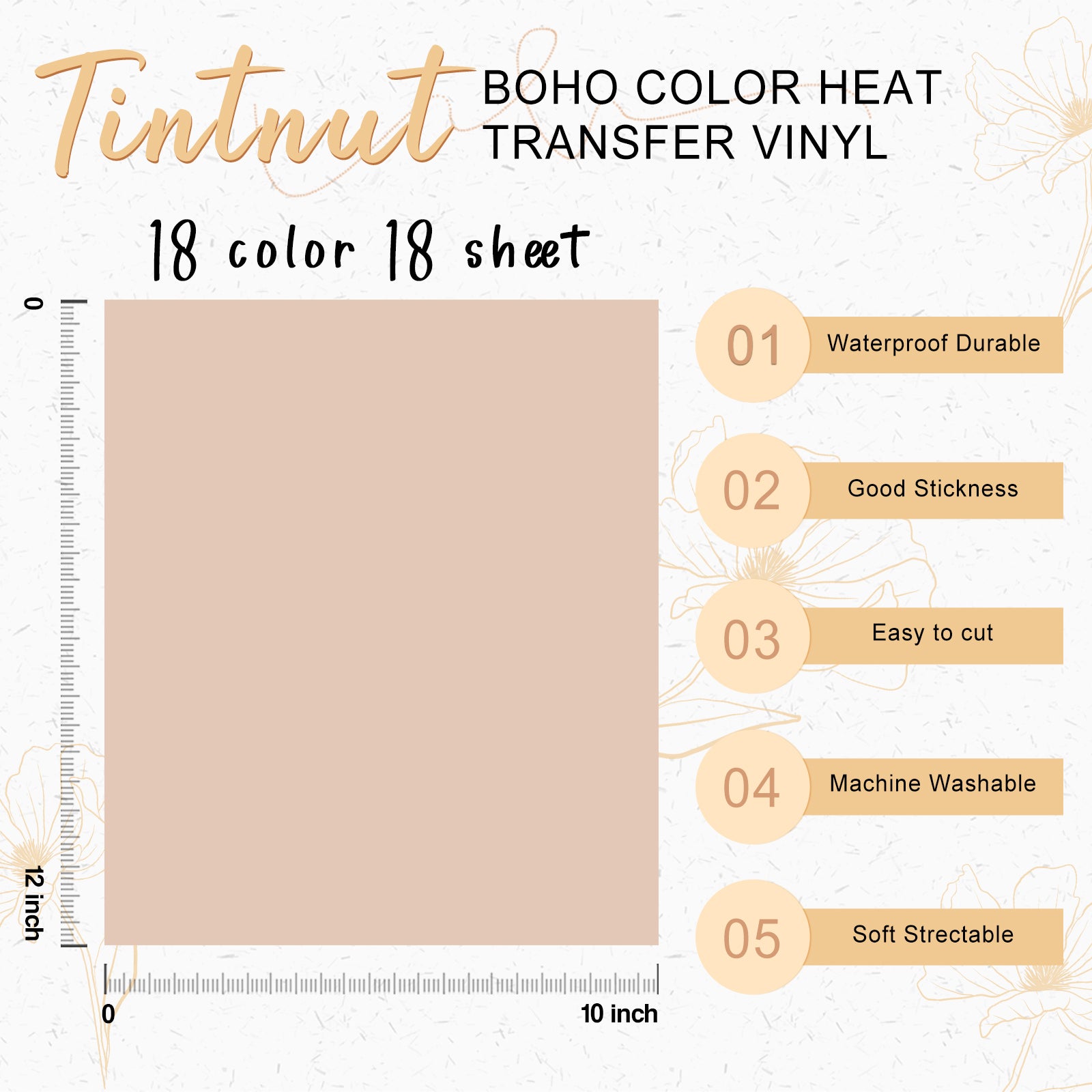 Tintnut Boho Color Heat Transfer Vinyl - 18 Sheets 12 X10 Inche Neutra –  tintnut