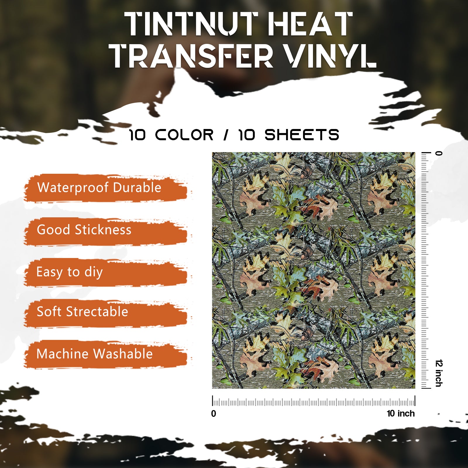 Tintnut Rusty Heat Transfer Vinyl - 10 Sheets 10x12 Inch HTV Scratched  Distressed Overlay Effect Iron on Vinyl Pattern Printed HTV for DIY  T-Shirts