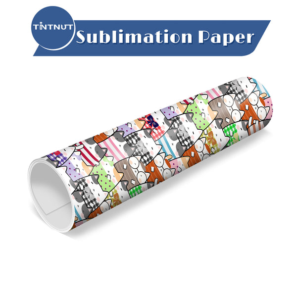 Tintnut Lovely Color Cat Pattern Sublimation Transfer Paper,Sublimation Transfer Sheets Compatible with ALL Machine and Easy to use Weed.