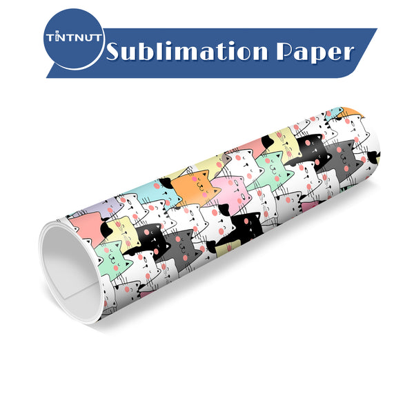 Tintnut Lovely Color Cat Pattern Sublimation Transfer Paper,Sublimation Ink Transfer Sheets Compatible with ALL Machine and Easy to use Transfer.