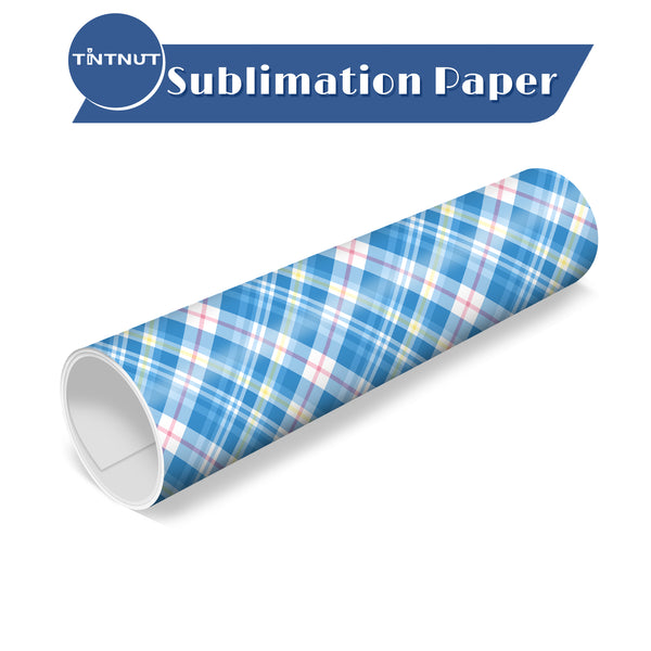 Tintnut Colored Plaid Sublimation Pattern Transfer Paper,Blue Plaid Sublimation Transfer Sheets Compatible with ALL Machine and Easy to use Weed.