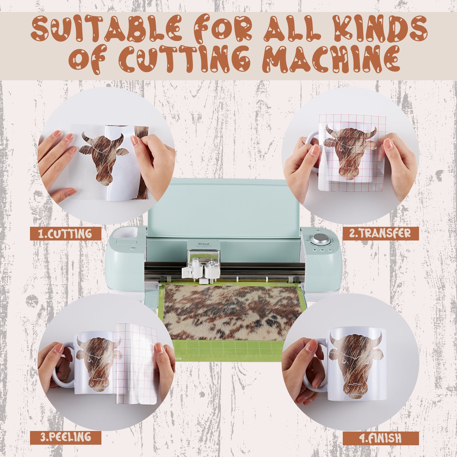 Tintnut Cowhide HTV Vinyl - 10 Sheets 12 x 10 inches Brown Heat Transfer  Vinyl Animal Printed Patterned HTV Iron on Vinyl for T-Shirts DIY  Compatible with Cricut or Silhoutte Cameo - Yahoo Shopping