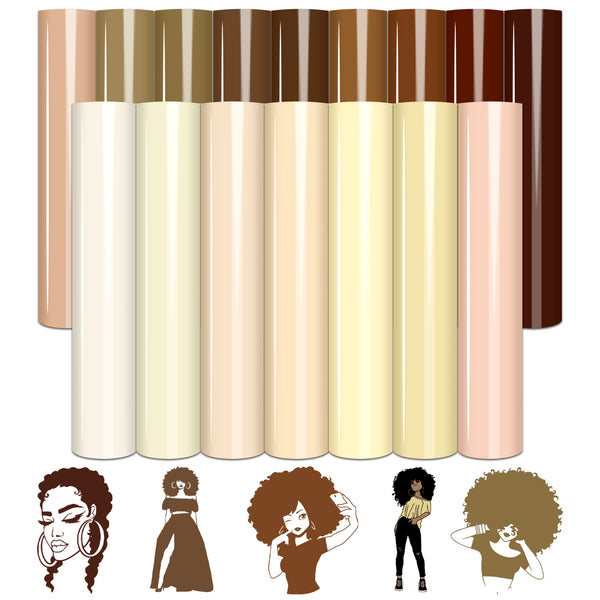Tintnut HTV Vinyl - 16 Sheets 12 X 10inches Heat Transfer Vinyl Nude Vinyl Bundle Brown HTV Iron On Vinyl for T-Shirts DIY Compatible with Cricut Or Silhoutte Cameo