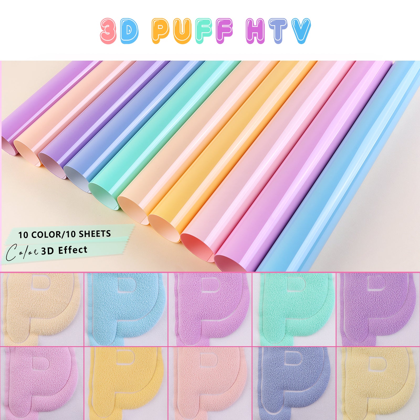 Tintnut Puff Vinyl Heat Transfer - 30 Sheets 12 x 10inches 3D Puff HTV –  tintnut