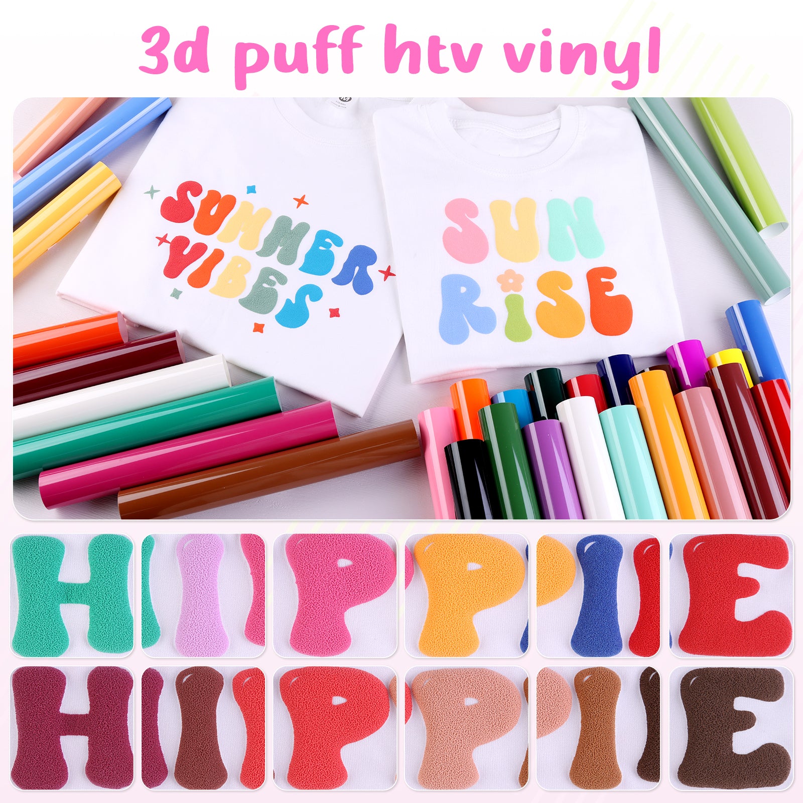 Tintnut 3D Puff Vinyl Heat Transfer - 10 Sheets 12inches X 10inches