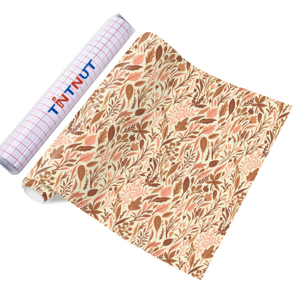 Tintnut Fall Permanent Vinyl,Autumn Pattern Boho Color Vinyl,Thanksgiving Patterned Vinyl Sheets for Decor Sticker,Self Sticker Water proofing Vinyl