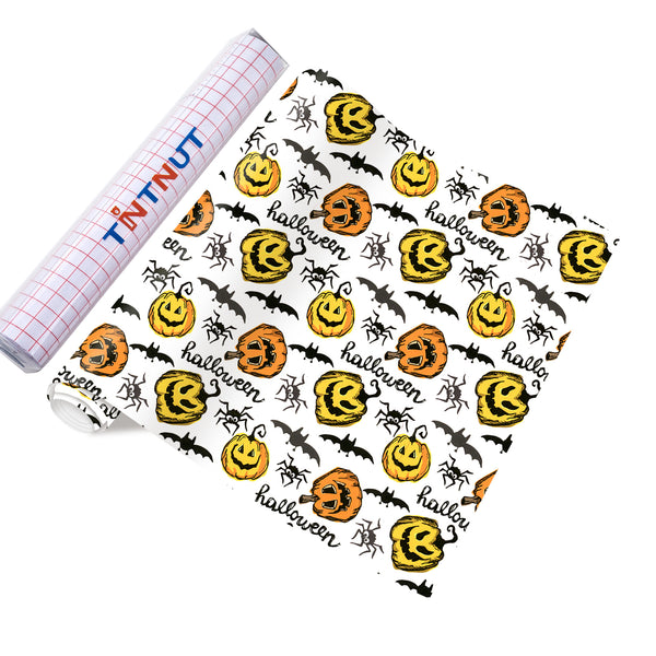 Tintnut Thanksgiving Pumpkin Permanent Adhesive Vinyl，Autumn Pattern Adhesive Vinyl,Self Sticker Water proofing Vinyl