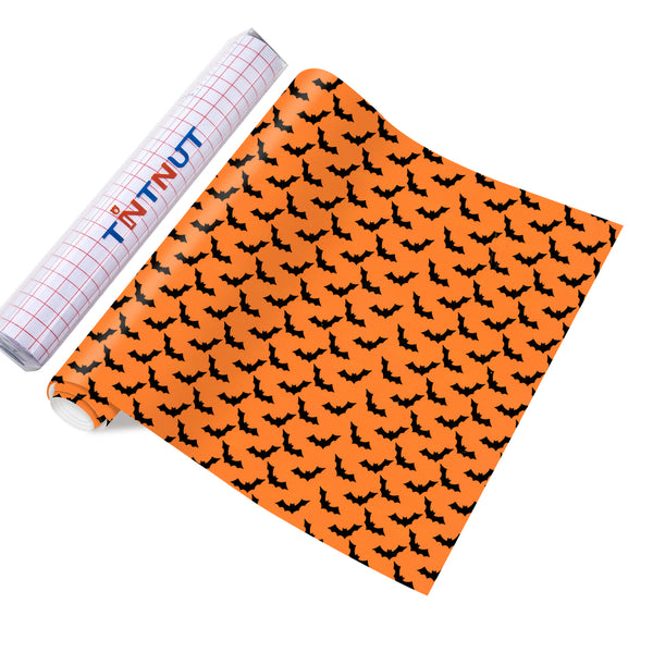 Tintnut Halloween Permanent Adhesive Vinyl,Fall Pumpkin Pattern Permanent Vinyl,Waterproof Material for DIY