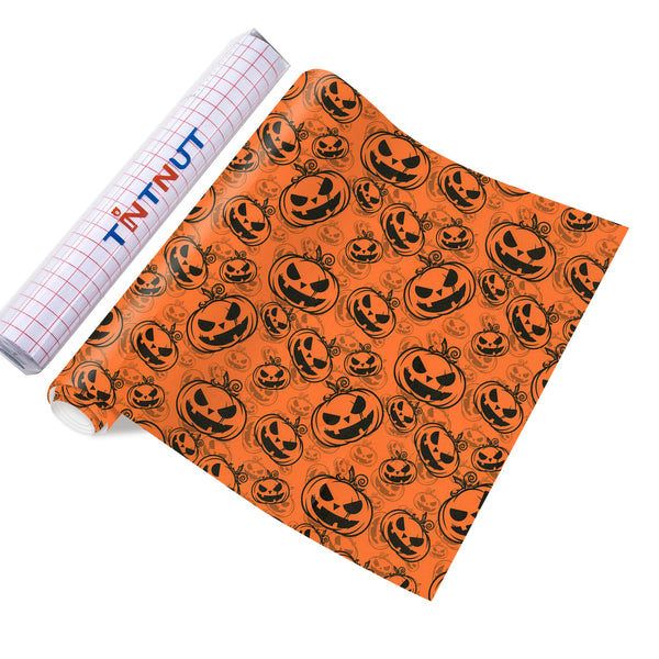 Tintnut Thanksgiving Permanent Vinyl，Halloween pumpkin Pattern Adhesive Vinyl,Self Sticker Water proofing Vinyl