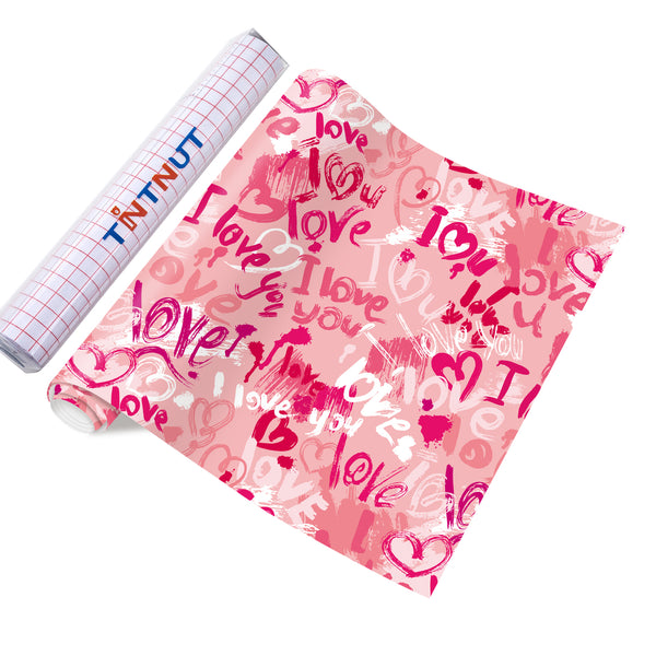 Tintnut Heart Pattern Outdoor Vinyl Compatible with Cricut or Silhouette for Decor Self Sticker