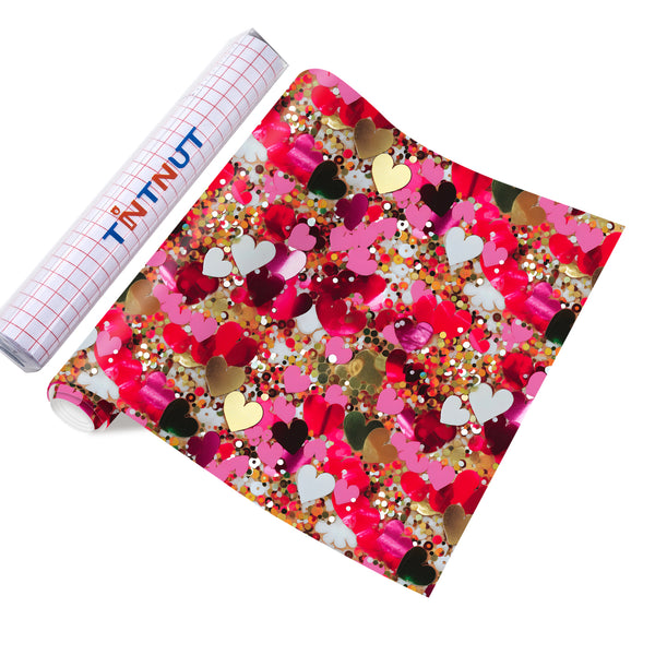 Tintnut Heart Pattern Deep Red love Prints Outdoor Vinyl  Compatible with Cricut or Silhouette for Decor Self Sticker