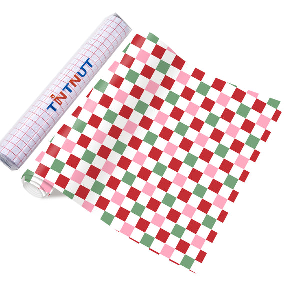 Tintnut Christmas Permanent Vinyl,Pink Christmas Permanent Adhesive Vinyl Compatible with Cricut Machine,Self Sticker Water proofing Vinyl