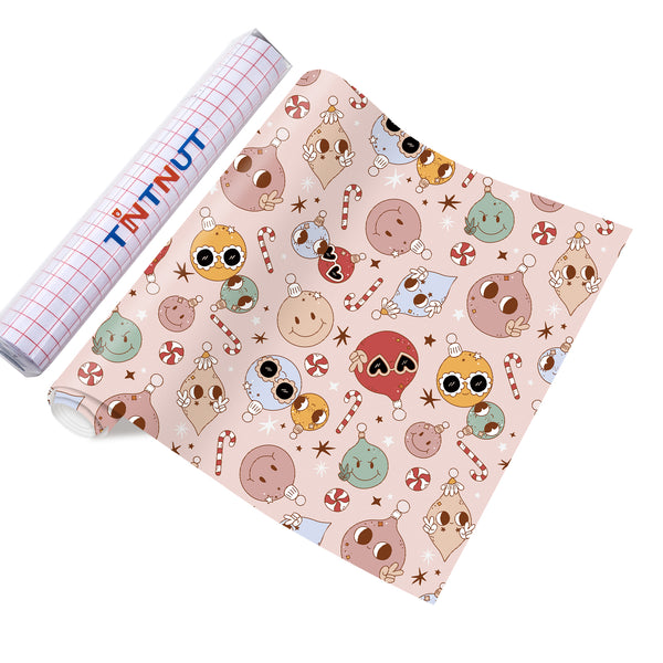 Tintnut Christmas Permanent Vinyl,Pink Christmas Permanent Adhesive Vinyl,Self Sticker Water proofing Vinyl