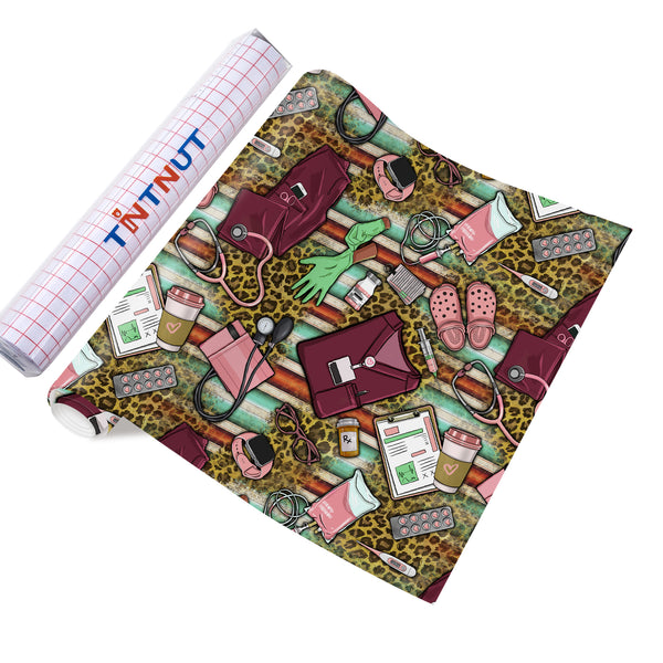 Tintnut Nurses Day Parmanet Vinyl,Brown Colour Pattern Parmanet Vinyl,Waterproof Vinyl for Home Decor Self Sticker