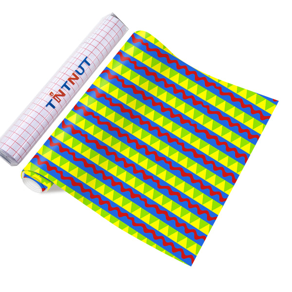 Tintnut Mexican Classic Purple and Green Stripes Pattern Permanent Adhesive Vinyl Sheets Self Sticker Water proofing Vinyl for DIY