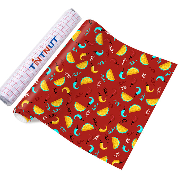 Tintnut Mexican Classic Red Three-color Peppers Pattern Permanent Adhesive Vinyl Sheets Self Sticker Water proofing Vinyl for DIY