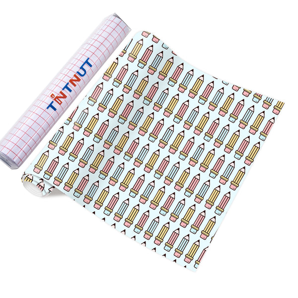 Tintnut Teachers' Day Blue Pencils Heat Parmanet Vinyl Adhesive Vinyl Sheets Self Sticker Water Proofing Vinyl