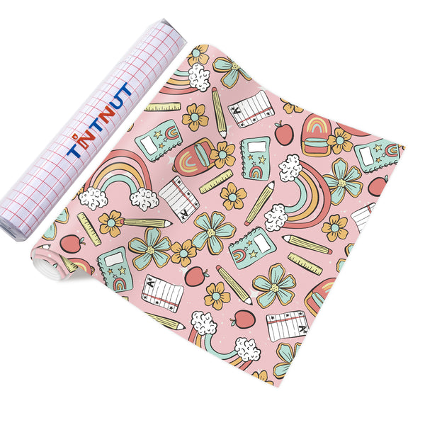 Tintnut Teachers' Day Pink Rainbow Heat Parmanet Vinyl Adhesive Vinyl Sheets Self Sticker Water Proofing Vinyl