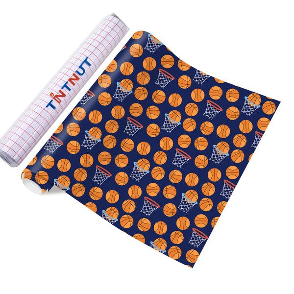 Tintnut Basketball Patterned Permanent Vinyl,Permanent Adhesive Vinyl for Decor Sticker, Self Sticker Water proofing Vinyl