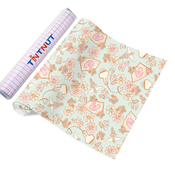 Tintnut Nurse Permanen Vinyl,Hospital Theme Patterned Permanent Adhesive Vinyl Compatible with Cricut Machine,Waterproof Vinyl for Home Decor Self Sticker