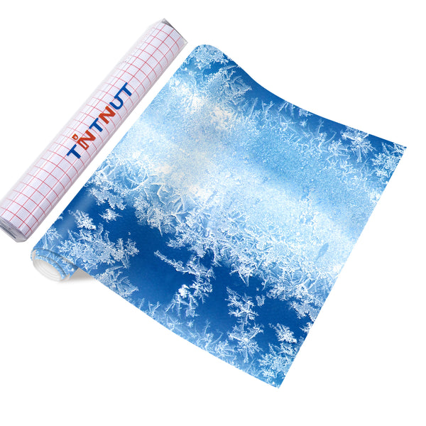 Tintnut Winter Snowscape Permanent Adhesive Vinyl, Snowflake Permanent Vinyl Sheets,Snowscape Pattern Self Sticker Water proofing Vinyl