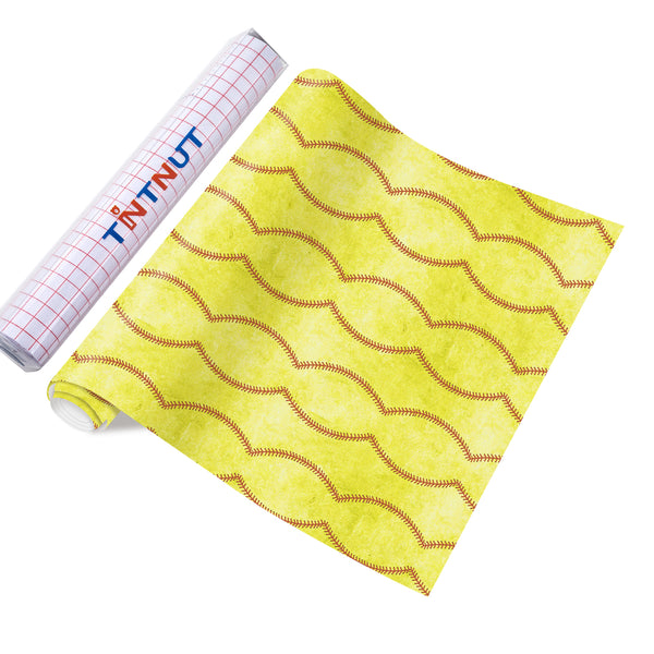Tintnut Baseball Pattern Permanent Vinyl Yellow Adhesive Vinyl Sheets Self Sticker Water Proofing Vinyl