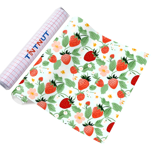 Tintnut Strawberry Permanent Vinyl Strawberry Flower Pattern Adhesive Vinyl Strawberry Flower Outdoor Vinyl