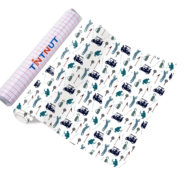 Tintnut Golf Patterned Permanent Adhesive Vinyl,Permanent Vinyl for Mugs、Bags,Permanent Outdoor Vinyl for Decor Sticker