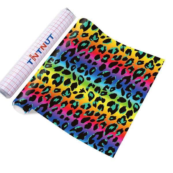 Tintnut Leopard Permanent Vinyl, Cheetah Gradient Permanent Adhesive Vinyl Sheets, Animal Pattern Self Sticker Water proofing Vinyl