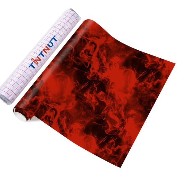 Tintnut Flame Permanent Vinyl,Flame Pattern Adhesive Vinyl, Adhesive Vinyl Sheets Watercolor Self Sticker Water Proofing Vinyl