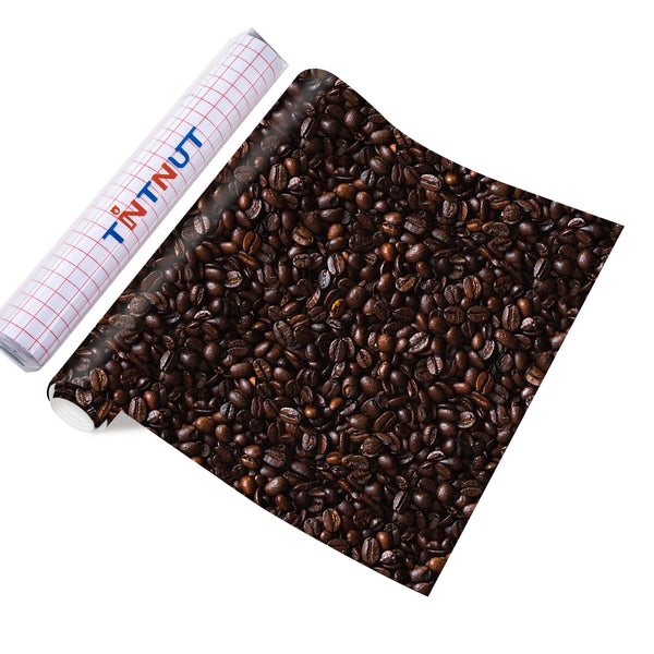 Tintnut Coffee Beans Pattern Permanent Vinyl,Permanent Adhesive Vinyl for Cutting Machine,Self Sticker Water proofing Vinyl