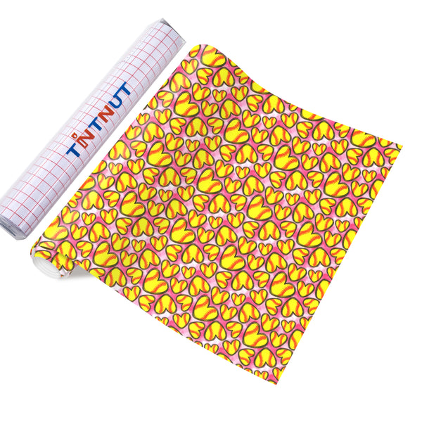 Tintnut Baseball Permanent Vinyl Sports Pattern Adhesive Vinyl Sheets, Watercolor Self Sticker Water Proofing Vinyl