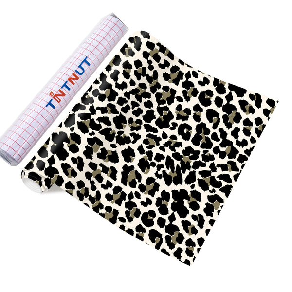 Tintnut Leopard Permanent Vinyl, Brown Cheetah Permanent Adhesive Vinyl Sheets, Animal Pattern Self Sticker Water proofing Vinyl