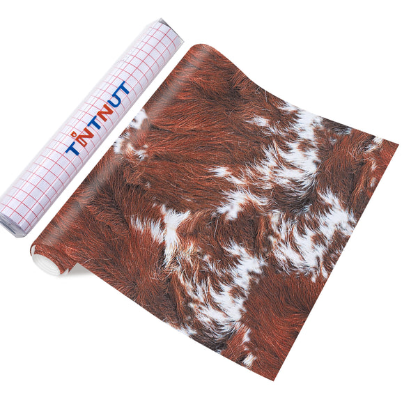 Tintnut Cowhide Permanent Vinyl, Cow Print Adhesive Vinyl, Animal Print Vinyl, Permanent Outdoor Vinyl for Decor Sticker, Self Sticker Water proofing Vinyl