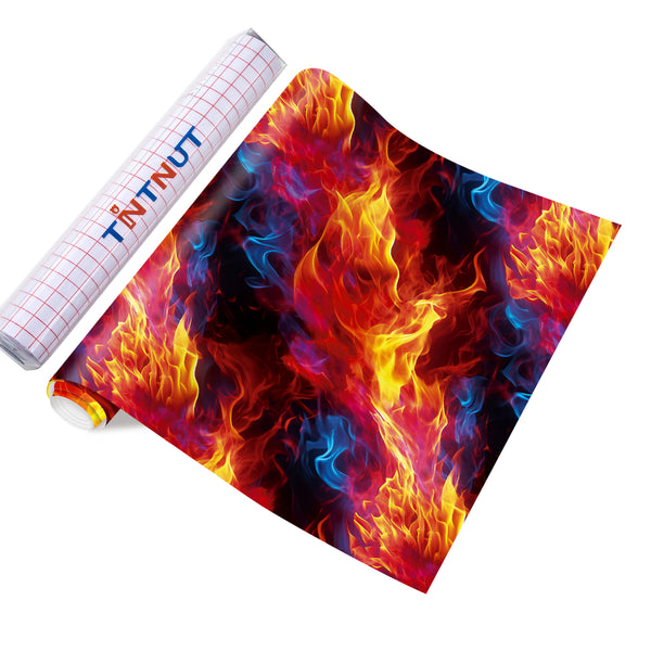 Tintnut Flame Permanent Vinyl,Pattern Permanent Vinyl, Permanent Outdoor Vinyl for Decor Sticker, Water proofing Vinyl