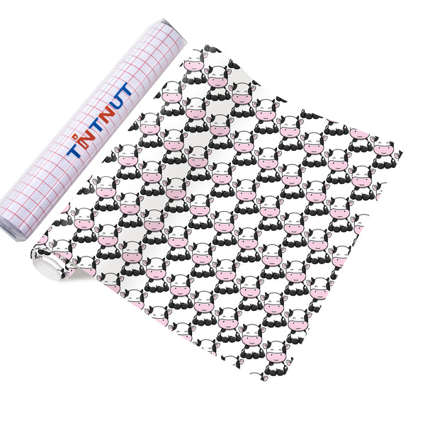 Tintnut Cow Patterned Permanent Vinyl,Permanent Adhesive Vinyl for Cutting Machine,Waterproof Vinyl for Home Decor Self Sticker