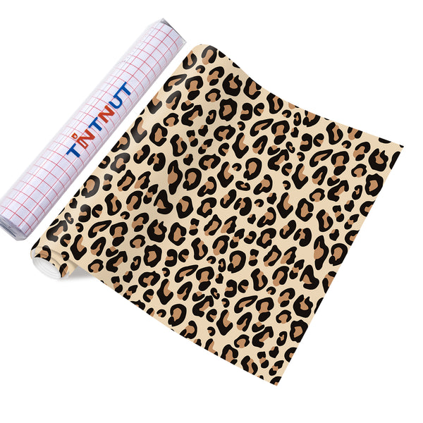 Tintnut Leopard Permanent Vinyl, Cheetah Brown Spots Permanent Adhesive Vinyl Sheets, Animal Pattern Self Sticker Water proofing Vinyl Compatible with Cricut Or Silhouett