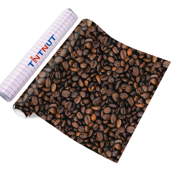 Tintnut Coffee Beans Pattern Permanent Adhesive Vinyl,Permanent Vinyl for Cutting Machine,Self Sticker Water proofing Vinyl