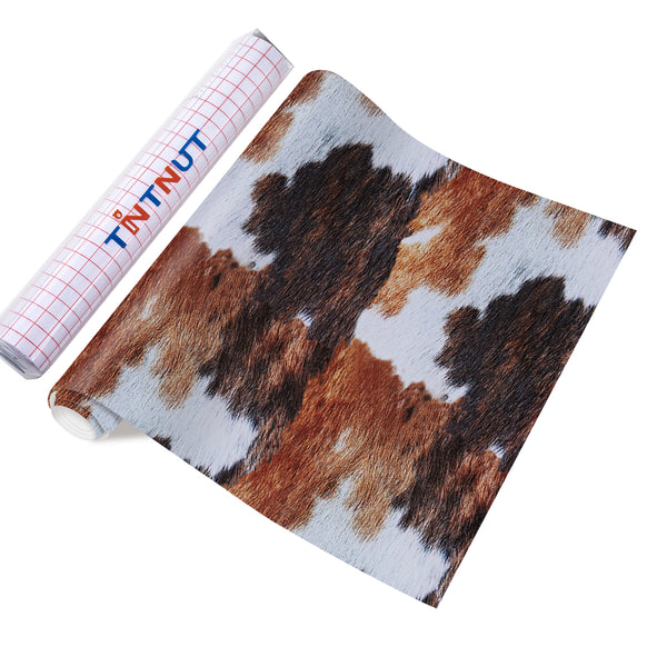 Tintnut Cowhide Adhesive Vinyl, Cow Print Permanent Vinyl, Animal Print Vinyl, Permanent Outdoor Vinyl for Decor Sticker, Self Sticker Water proofing Vinyl