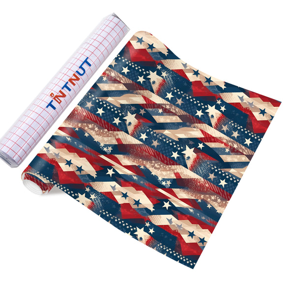 Tintnut Leopard Flag Adhesive Vinyl, American Flag Permanent Vinyl 4th of July Outdoor Vinyl for Decor Sticker