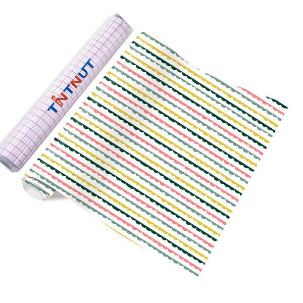 Tintnut Raibow Style Patterned Permanent Vinyl,Rainbow Stripe Patterned Permanent Adhesive Vinyl,Compatible with Cricut or Silhouette