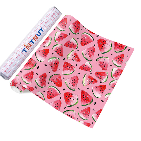Tintnut Watermelon Permanent Adhesive Vinyl,Summer Permanent Vinyl Outdoor Vinyl Compatible with Cricut or Silhouette for Decor Sticker