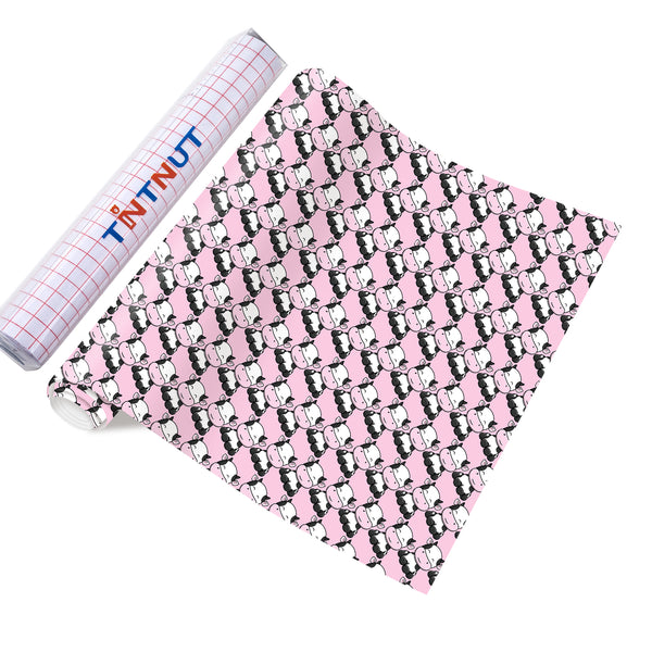 Tintnut Cow Patterned Permanent Vinyl,Cow Permanent Adhesive Vinyl for Cutting Machine,Waterproof Vinyl for Home Decor Self Sticker