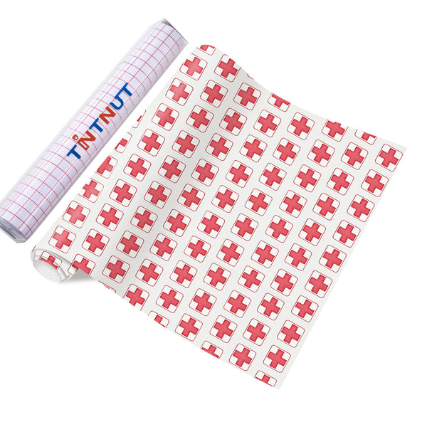 Tintnut Nurse Permanent Adhesive Vinyl,Red Cross Patterned Permanent Vinyl,Hospital Theme Patterned Permanent Adhesive Vinyl for Cutting Machine,Home Decor Self Sticker