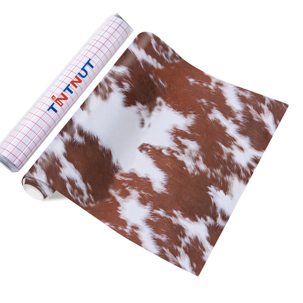 Tintnut Cowhide Permanent Vinyl, Animal Print Vinyl, Cow Print Adhesive Vinyl, Permanent Outdoor Vinyl for Decor Sticker, Self Sticker Water proofing Vinyl