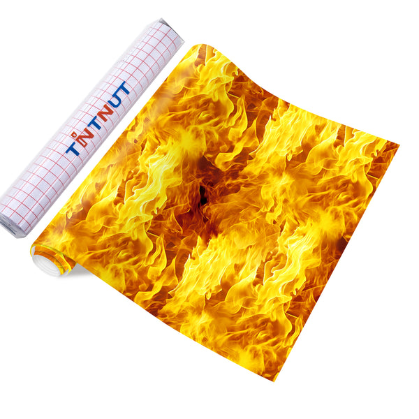 Tintnut Flame Permanent Vinyl,Pattern Adhesive Vinyl, Permanent Vinyl Sheets Watercolor Self Sticker Water Proofing Vinyl