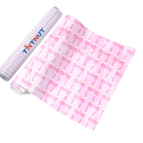Tintnut Pink Ribbon Permanent Adhesive Vinyl,Breast Cancer Awareness Vinyl for Cutting Machine,Self Sticker Water proofing Vinyl