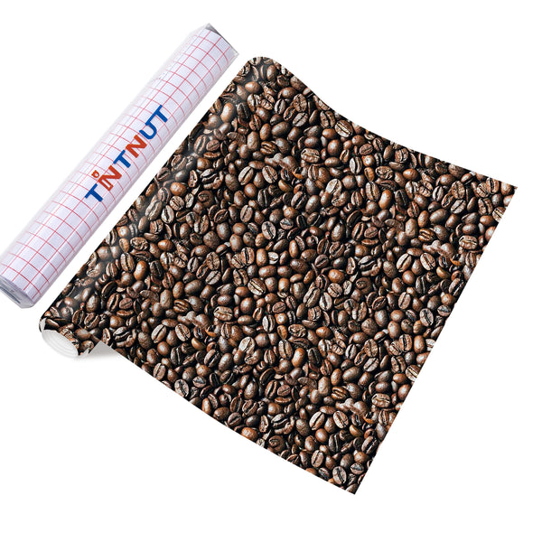 Tintnut Coffee Beans Pattern Permanent Adhesive Vinyl,Permanent Vinyl for Cutting Machine,Home Decor Self Sticker