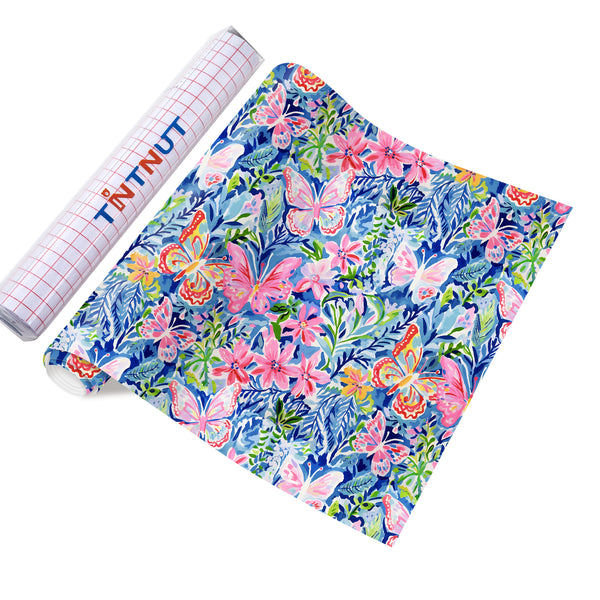 Tintnut Watercolor Floral Permanent Vinyl Paisley Flower Permanent Adhesive Vinyl,Permanent Outdoor Vinyl,Self Sticker Water proofing Vinyl